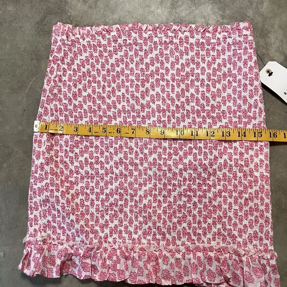 Billabong Skirt Womens Large Eyes On You Floral‎ Ruffled Smocked Coral Pink